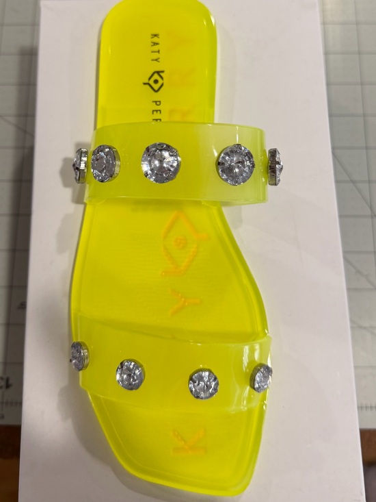 Katy Perry Collections Shoes - Katy Perry Collections Neon Yellow Jeweled Slide Sandals